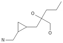 Example GDB-13 molecule structure showing a small organic compound with cyclopropyl and alcohol functional groups
