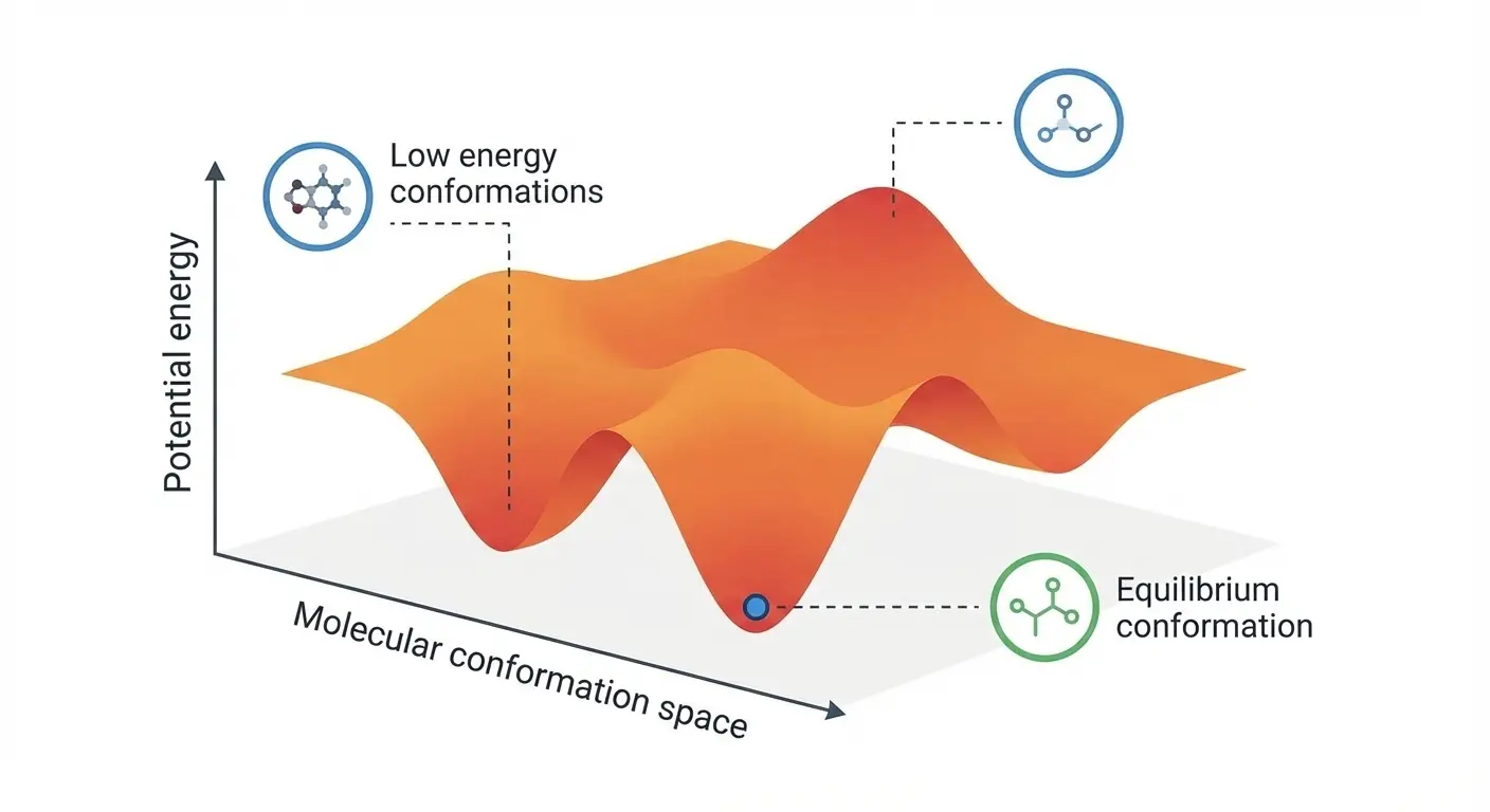 A mathematical representation of a potential energy surface (PES)