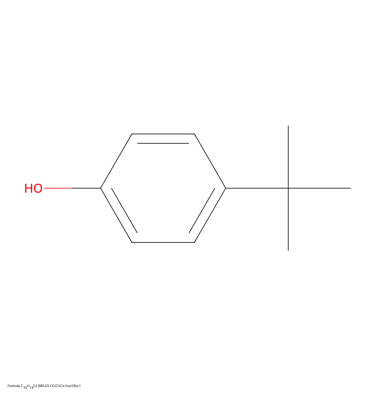 4-tert-butylphenol molecular structure diagram for Image2SMILES OCSR