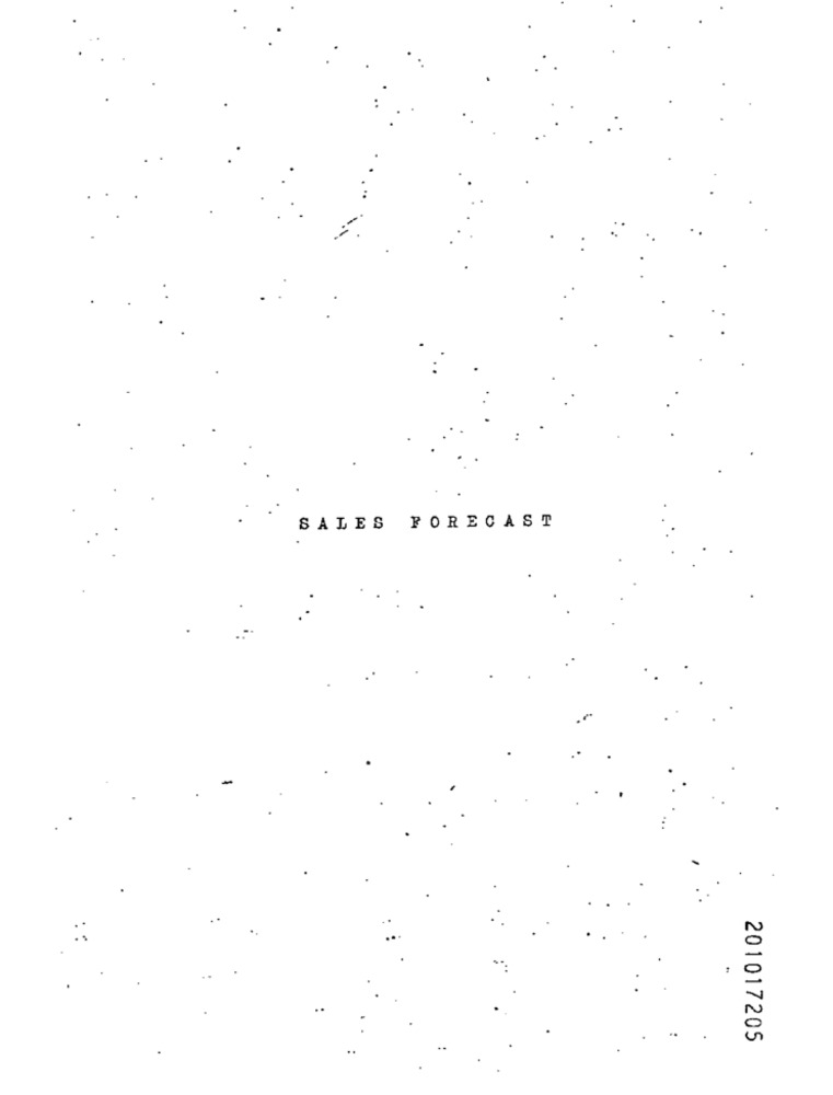Scanned document page showing a sales forecast with some noise