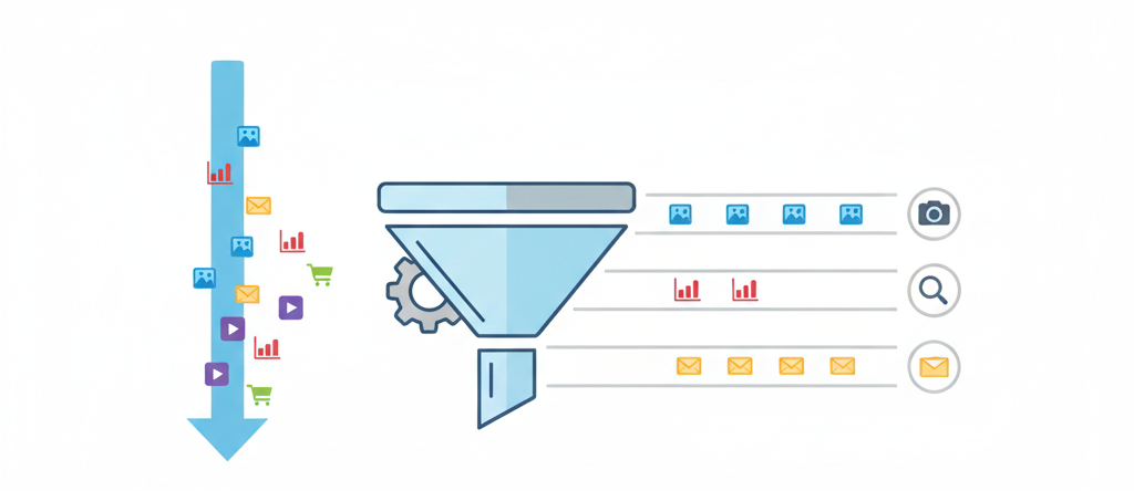 Conceptual diagram of page stream segmentation sorting pages into documents